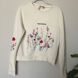 H&M flora botanica floral embroidered sweatshirt